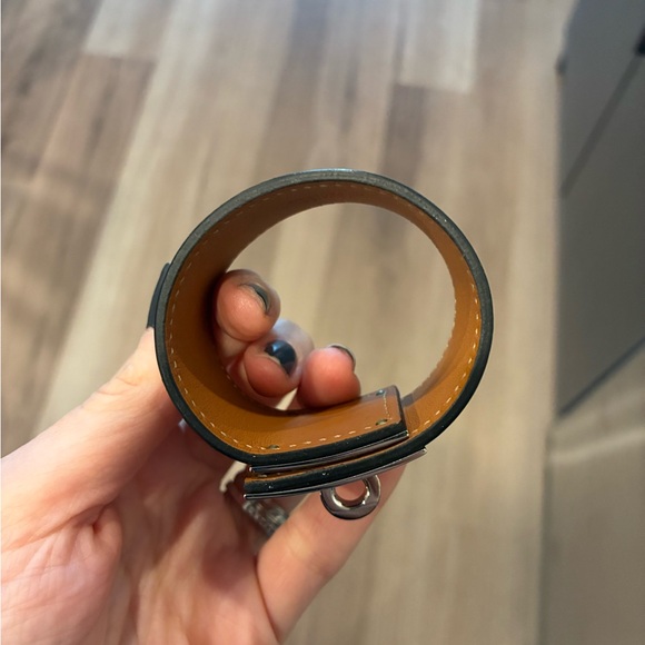 Hermes Black and Silver Leather Bracelet - Picture 9 of 10